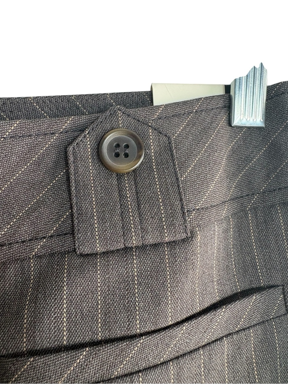 LOFT NWT Marissa Pinstripe Trousers/Dress Pants in Brown/Gold Size 8 -- NWT FLAW - Picture 8 of 16